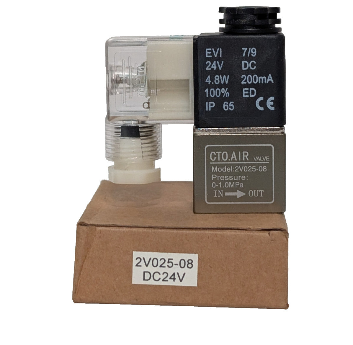 CTO.Air 2V025-08 Pneumatic Solenoid Valve 24VDC, 4.8W, 200mA, 0-1.0MPa