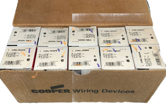 *BOX OF 10* COOPER 20A 480V 3PH SINGLE RECEPTACLE BLACK CWL1620R.       B1