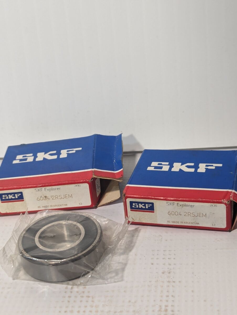 Lot of 2 SKF 6004-2RSJEM Deep Groove Ball Bearings, ID-20mm, OD-42mm, W-12mm