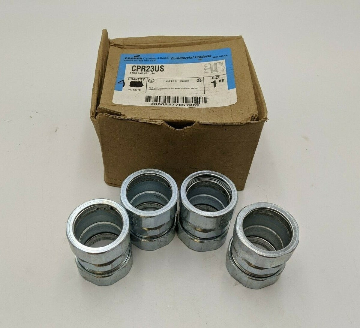 4 PC Cooper Crouse Hinds CPR23US 1" Compression Coupling Steel Zinc Plated Rigid