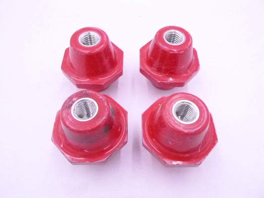 4 Pack Central Steel Red Polyester Fiberglass Insulators 5/8"-11 Threads