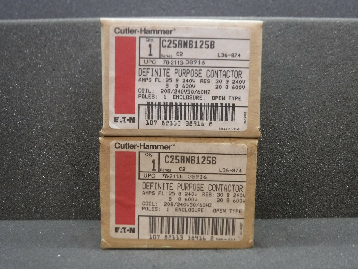 Culter-Hammer, C25ANB125B, 78-2113-38916, Definite Purpose Contactor * Lot of 2*