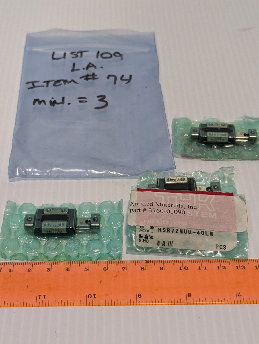 THK RSR7ZMUU+40LM, Applied Materials 3760-01090 Linear Bearings