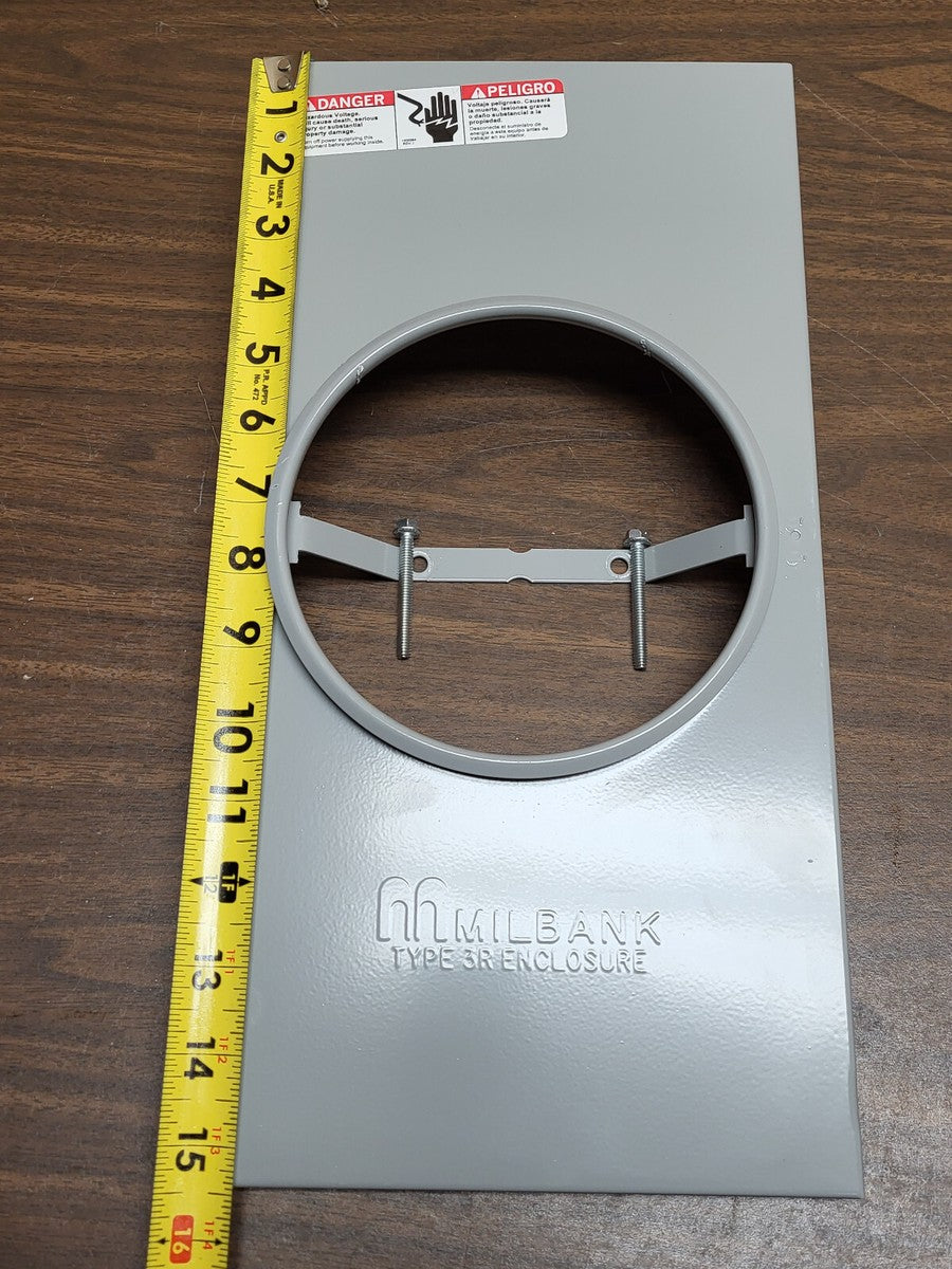 MILBANK RINGED METER CAN COVER ONLY FOR 200 AMP 15-1/2" X 8" HAS NO BARREL LOCK