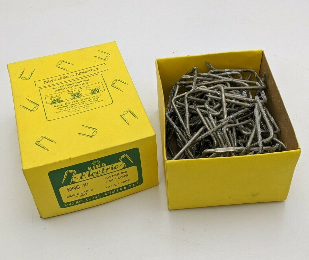 100 PC King Electric K-40 Cable Staples 1-7/8" L 1-11/32" W For 1" EMT Conduit