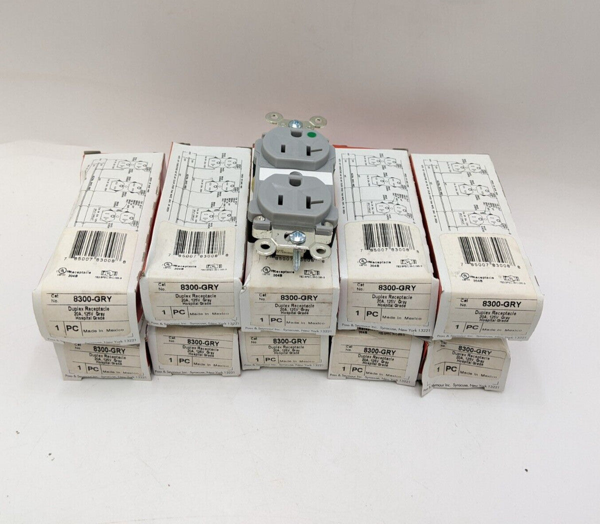 10PC Pass Seymour Legrand 8330-GRY Duplex Receptacle 20A 125V Hospital Grade NOS