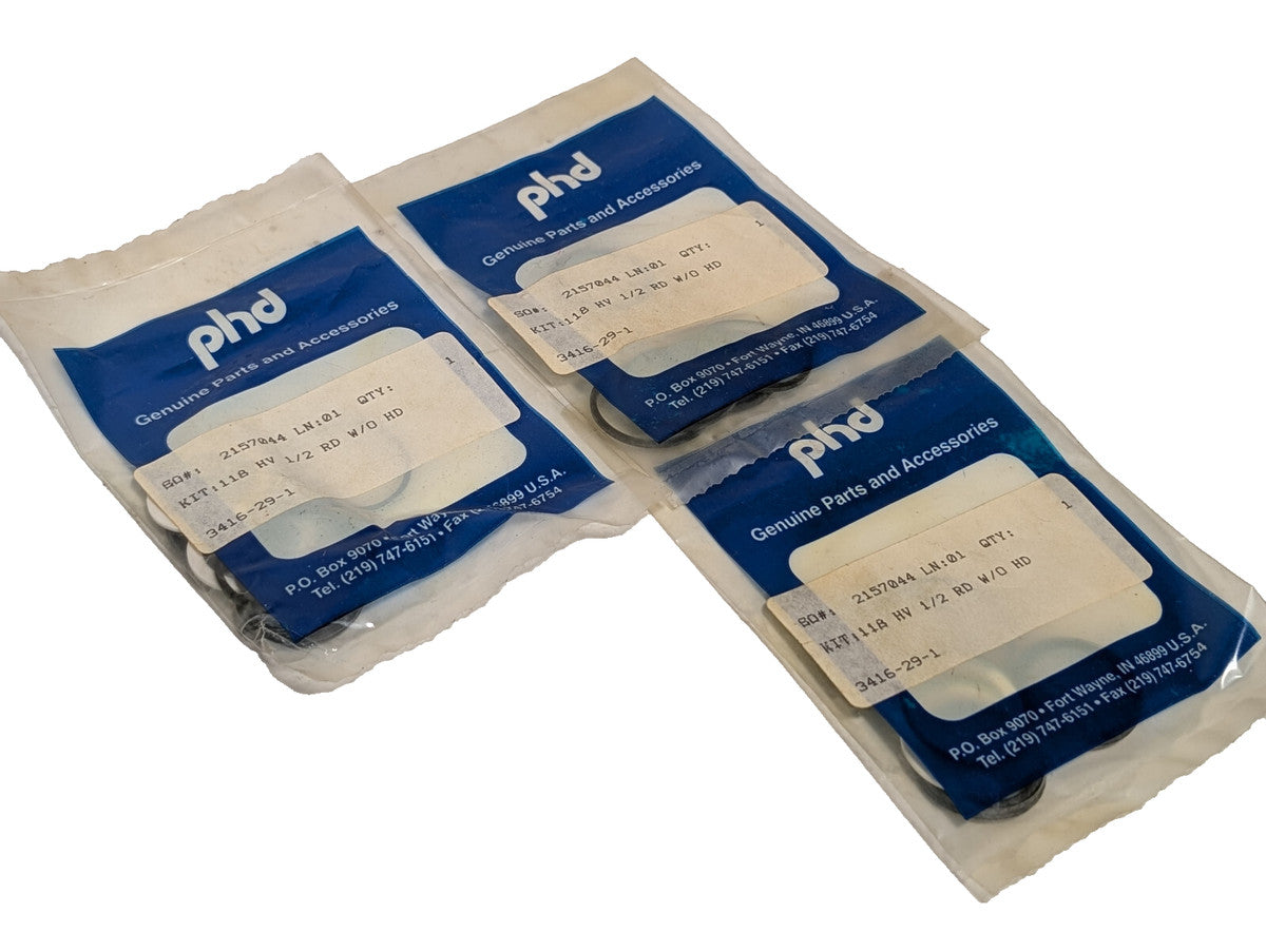 Lot of 3: PHD 3416-29-1 Cylinder Repair Kits 118 HV, 1/2 RD w/o HD, 2157044