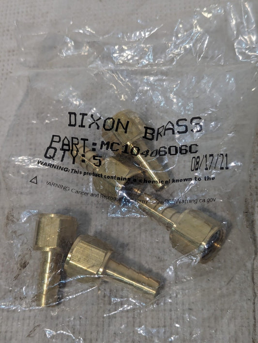 *New* Pack of 5 Dixon Brass MC1040606C Female NPTF x Hose Barb