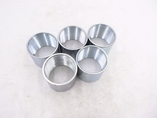 5 Pack 2" Galvanized Steel NPT Threaded Rigid Couplings to Join Conduit