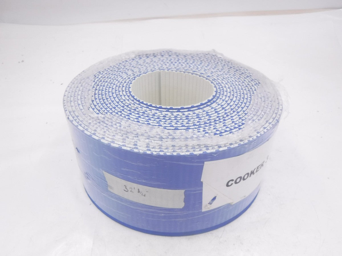 32'-1/4"L x 3.55mm Thick Rubber Blue & White Conveyor Belt Roll Cooker 3