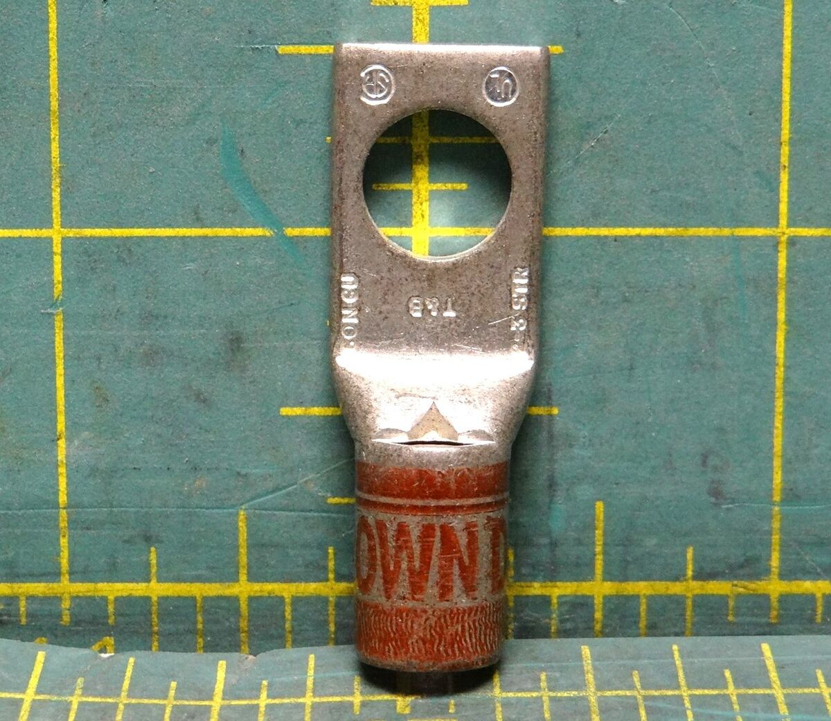 T&B 54143-TB Copper 1-Hole Lug - Standard Barrel - 33 Brown - #2 AWG, 3/8" Bolt