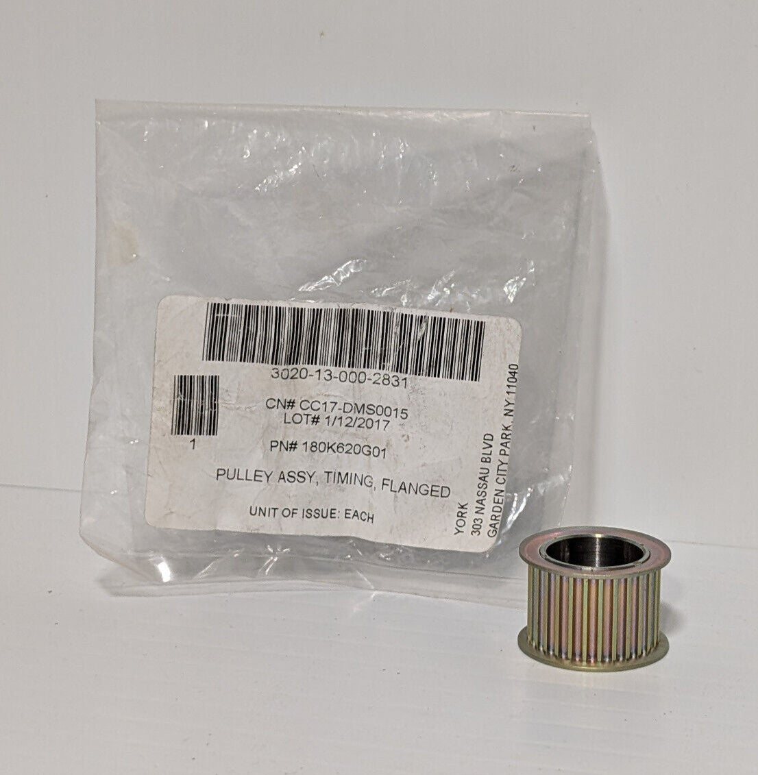 York 3020-13-000-2831 Pulley Assy, Timing Flanged, P/N# 180K620G01