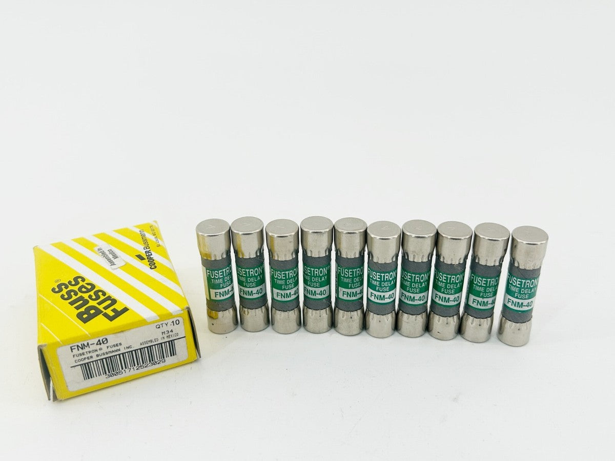 New Box of 10 Bussmann FNM-40 Time Delay Fuse 40A 250V