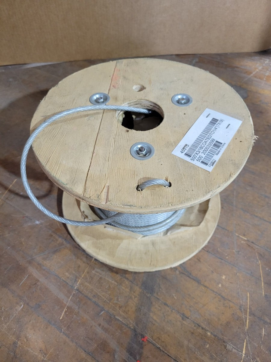 45515 Vinyl Coated Cable Wire Rope 3/16" Coated to 1/4" Diameter 7x19 Approx 50'