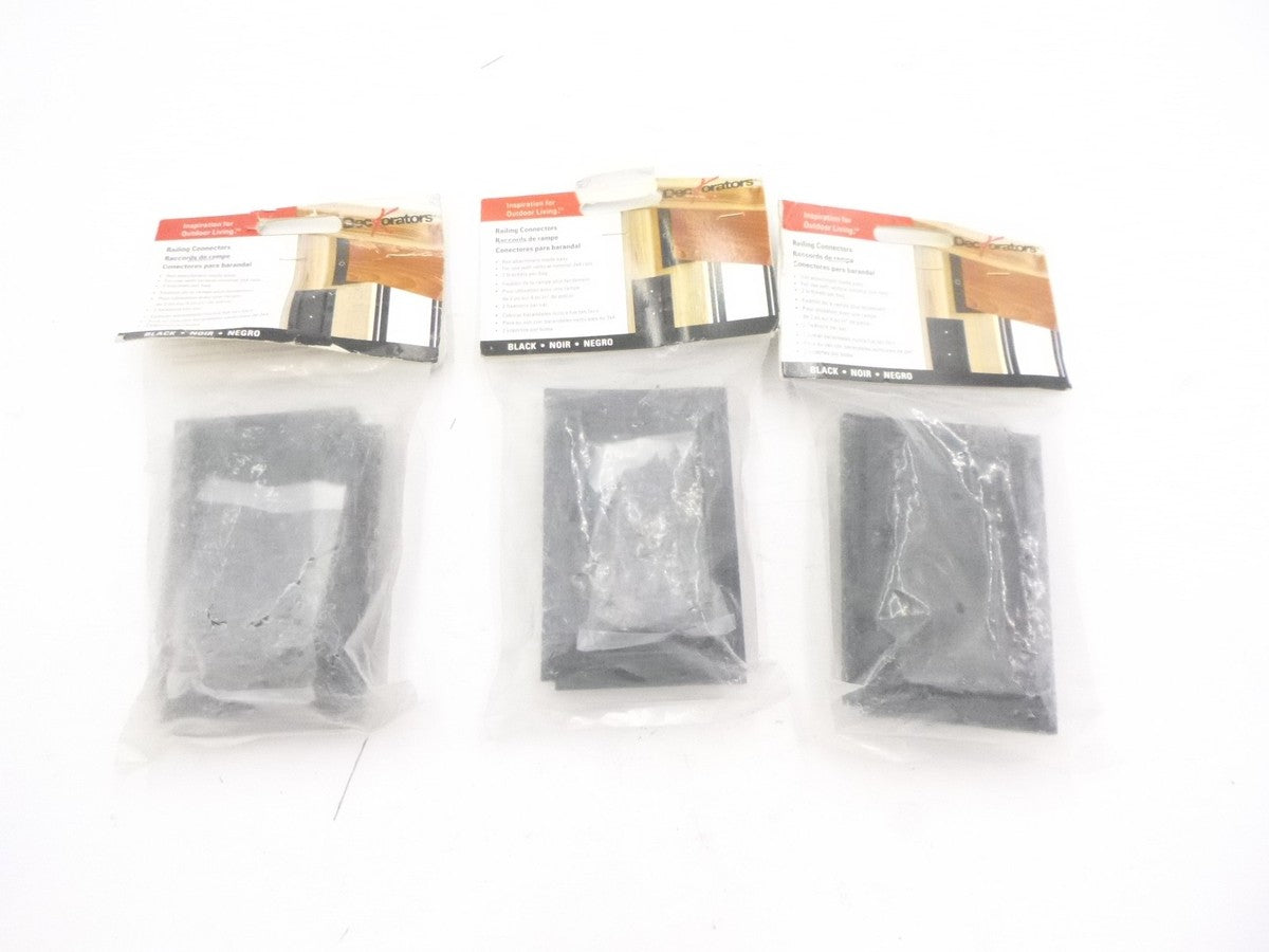 3 Pairs Deckorators Black Plastic Rail Bracket 74834