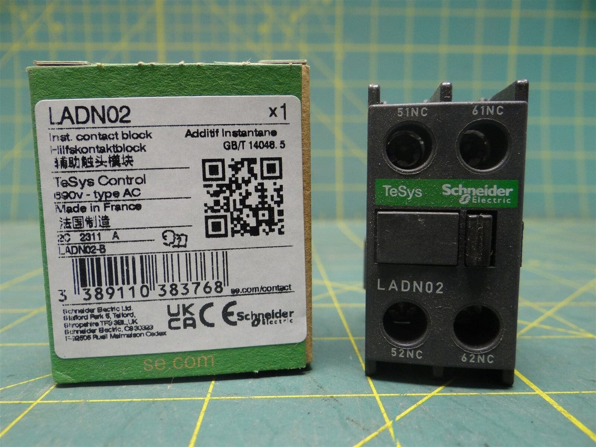 Schneider LADN02 Contact Block TeSys Deca 690 VAC 10A 25-400Hz 2NC Contacts