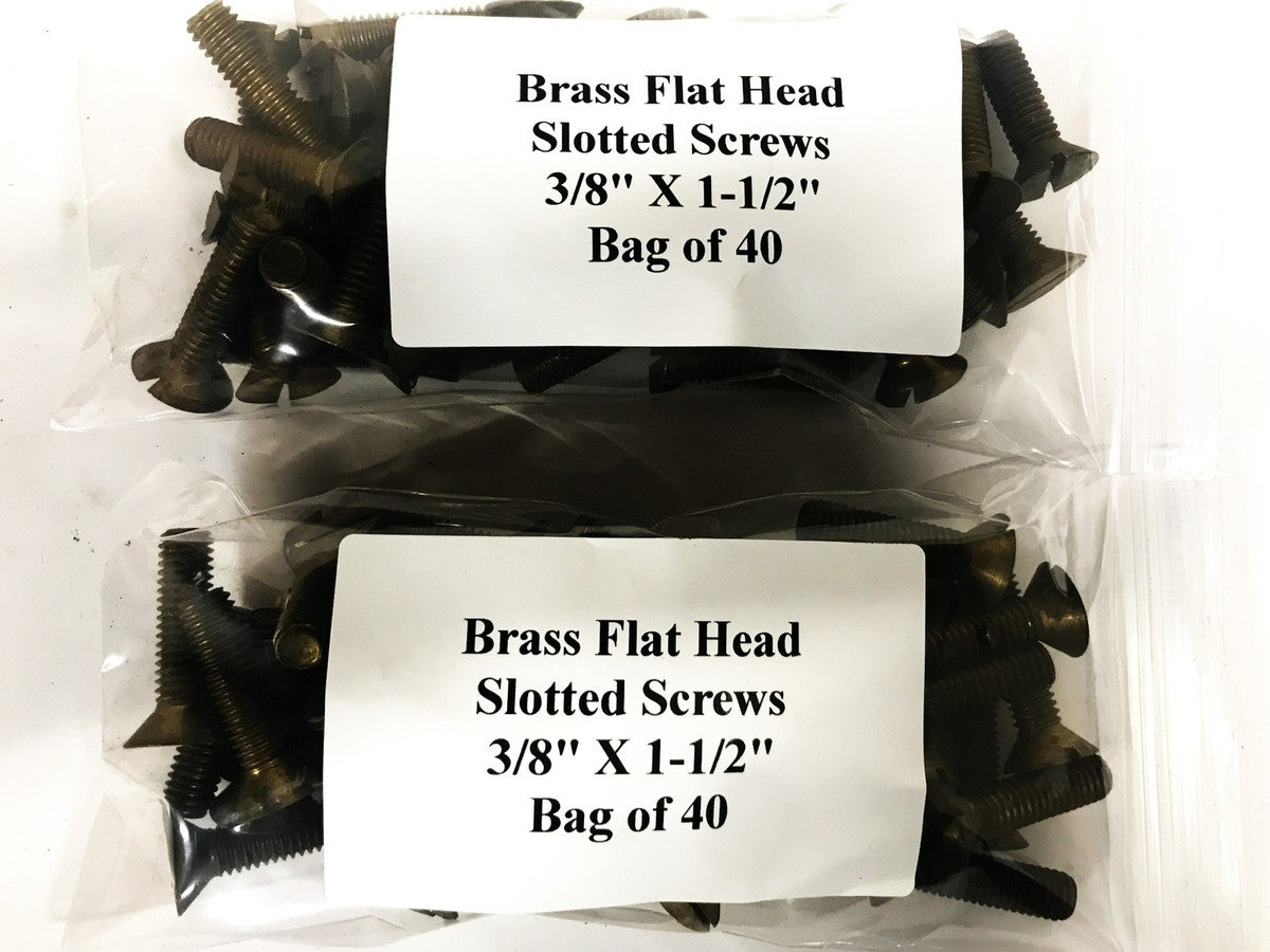 Unbranded Brass 3/8-16 x 1-1/8 Flat Head Slotted Screw [Lot of 80] NOS