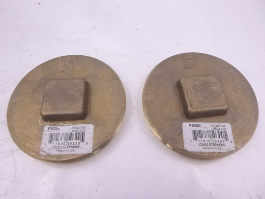2 Pack Jones Stephens 3" Raised Head Cleanout Plugs P50300 Brass