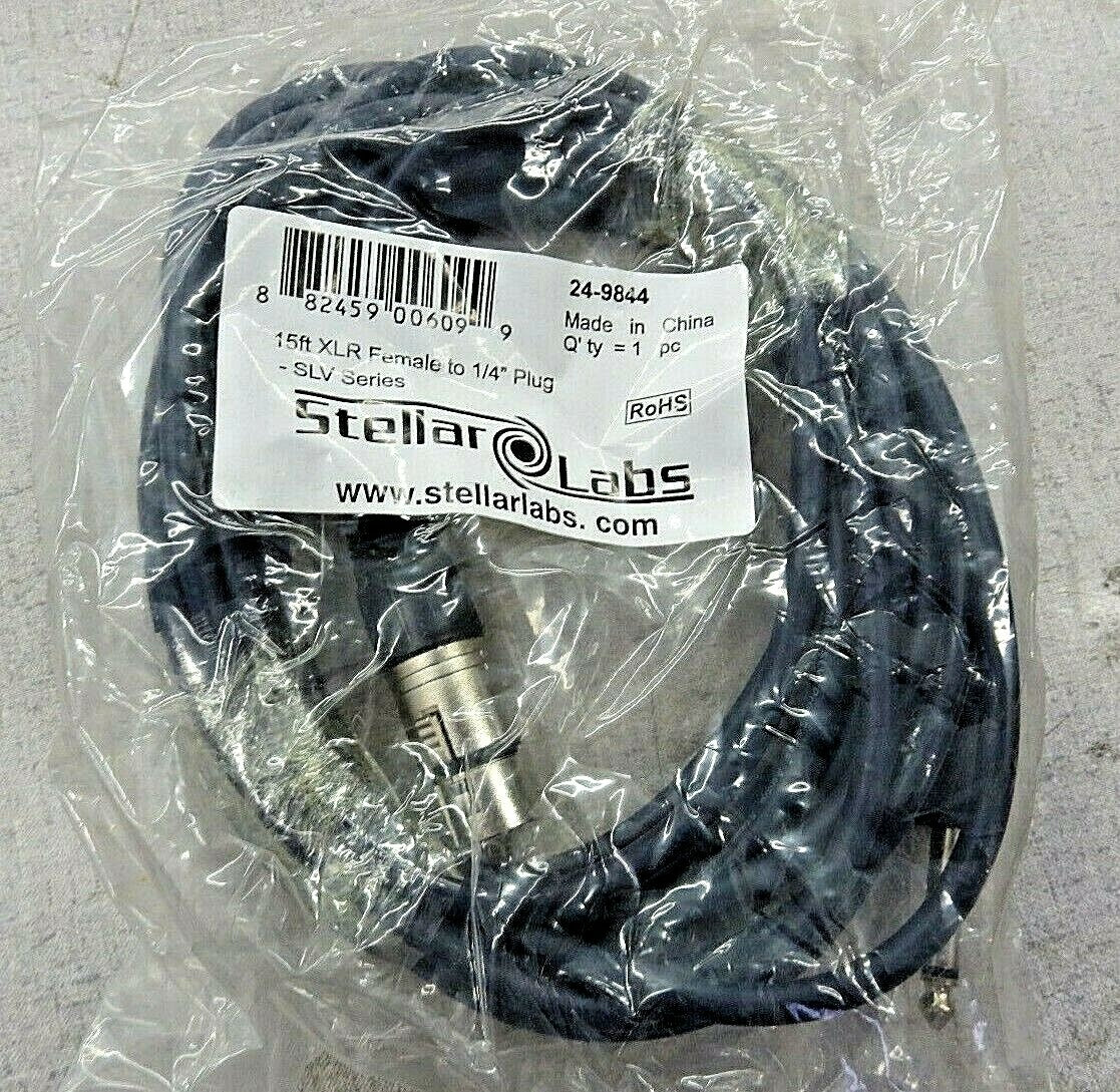 Stellar Labs 15ft XLR Female to 1/4" Plug SLV Series 24-9844  (Lot of 2)