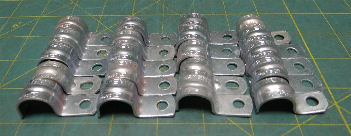 (Qty: 10) 1/2" EMT Conduit & Pipe Support Strap Clamp Zinc-Plated Steel 1-Hole