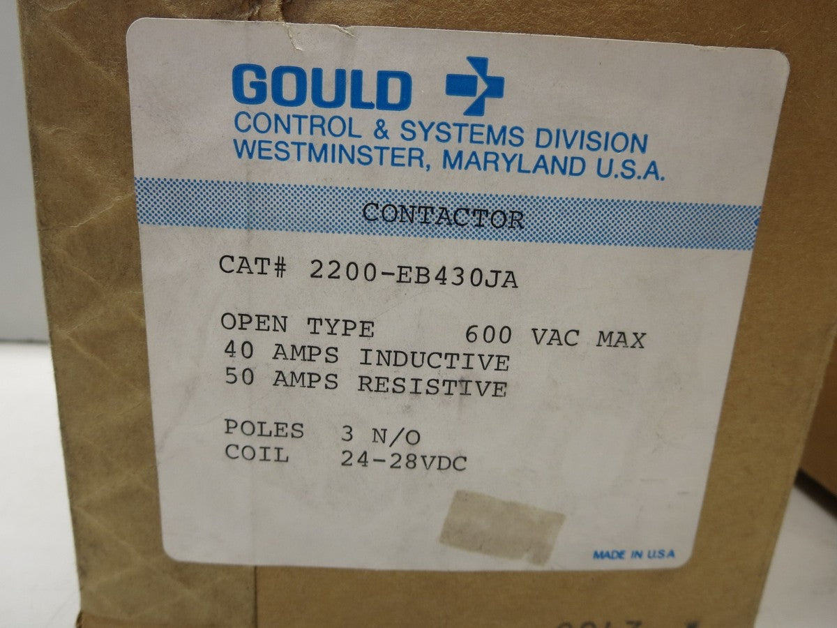 Gould, 2200-EB430JA, Contactor, 3 Pole, 600 Vac Max, 24-28 Vdc Coil