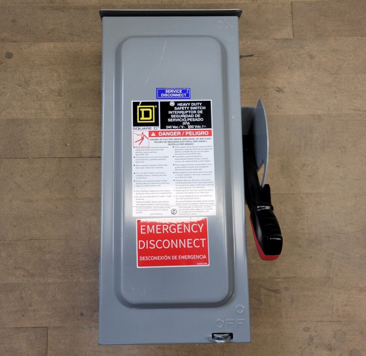 Square D H221NRB Safety Disconnect Switch Fusible 30A 240VAC 250VDC 3P Type 3R