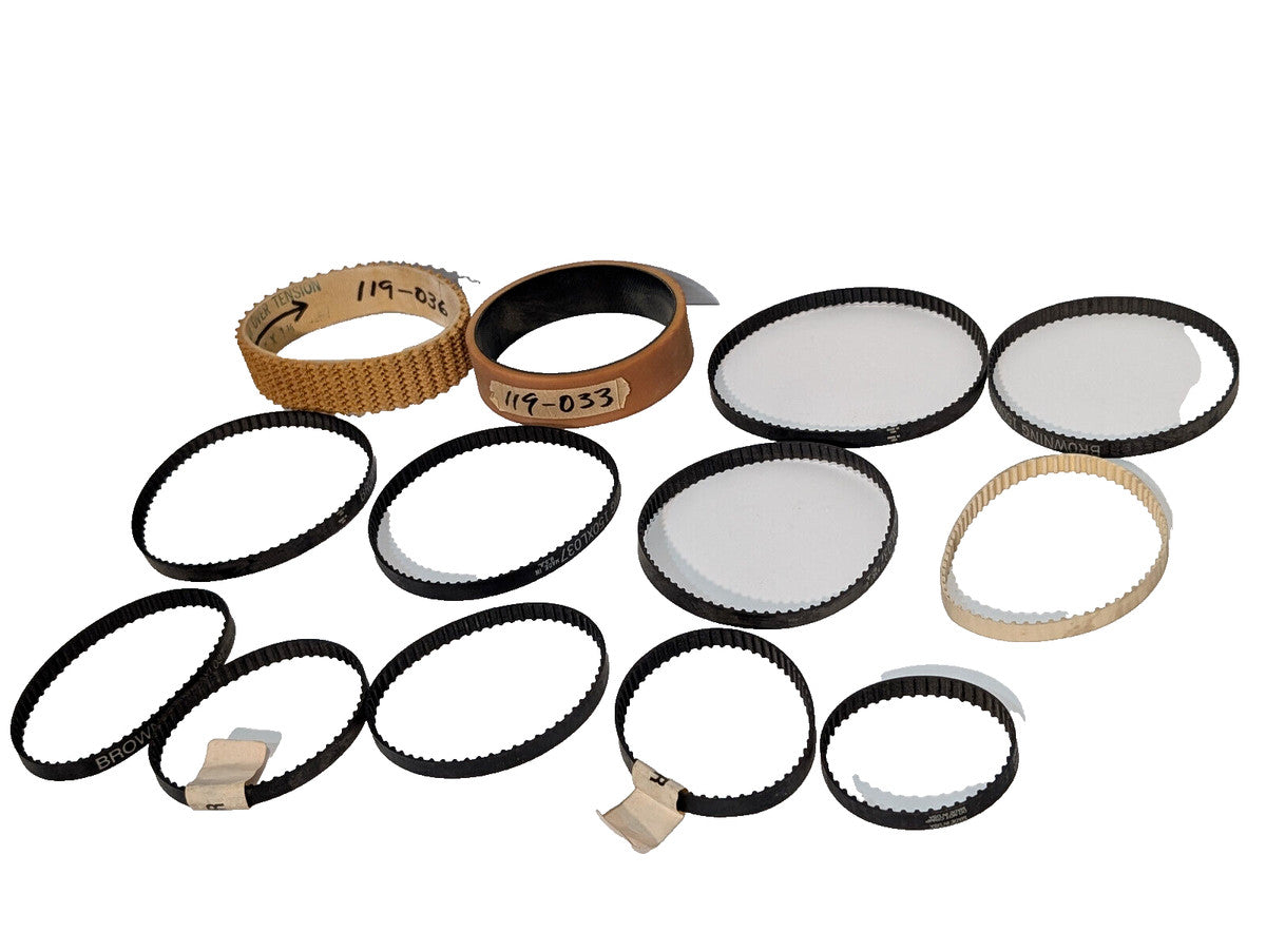 Lot of 13: Asstd, Browning Gear Belts, Timing, 119-036, 120xL037, 90xL037, More