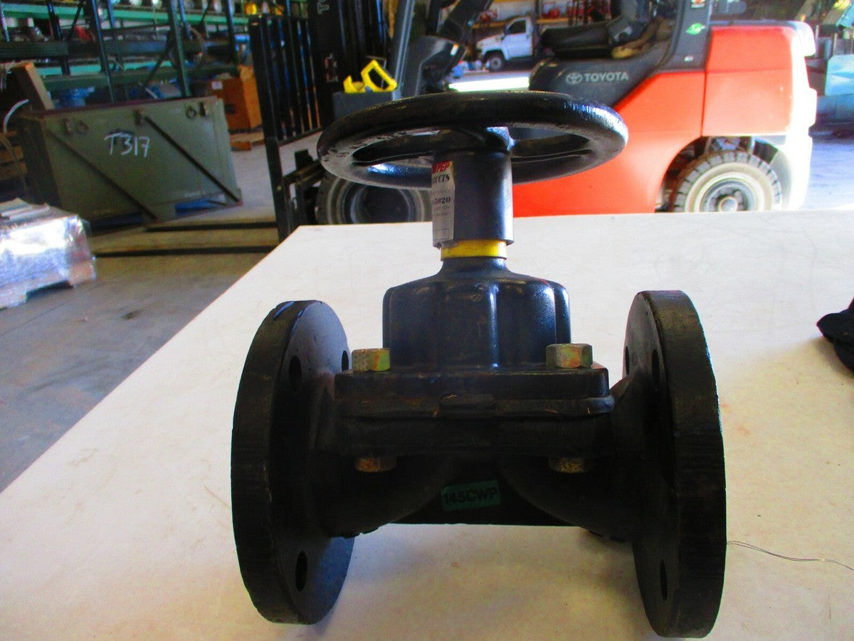 Diaphragm Valve Rubber Lined SAUNDERS 2-1/2" 150 Flanged Iron Body/Bonnet 145CWP