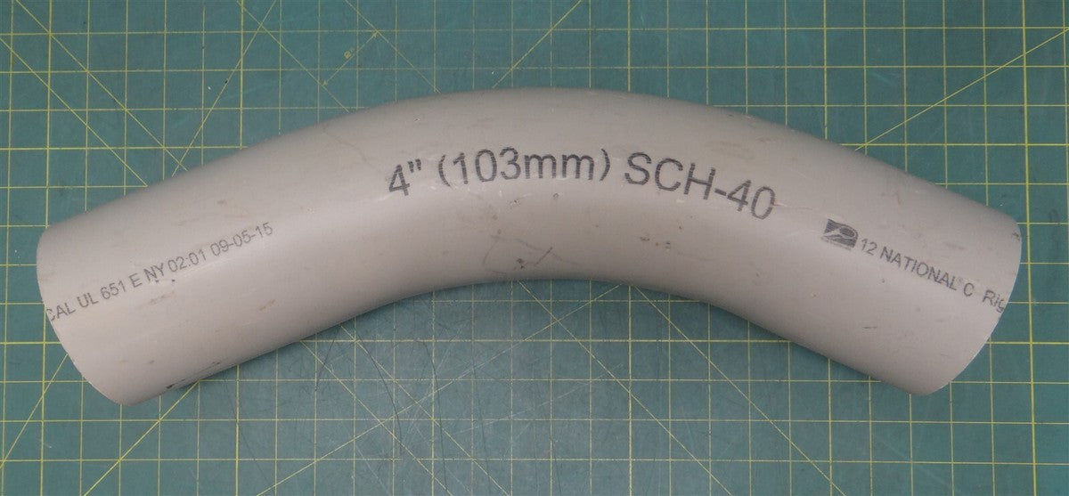 National C 4" 45 Degree SCH 40 Rigid Nonmetallic PVC Elbow 21-1/2" Length