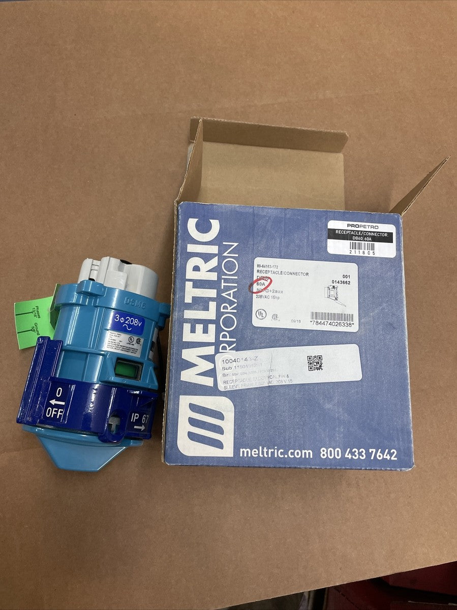 Meltric 89-64163-172 60 Amp, 600VAC Receptacle/Connector, DB60 Series