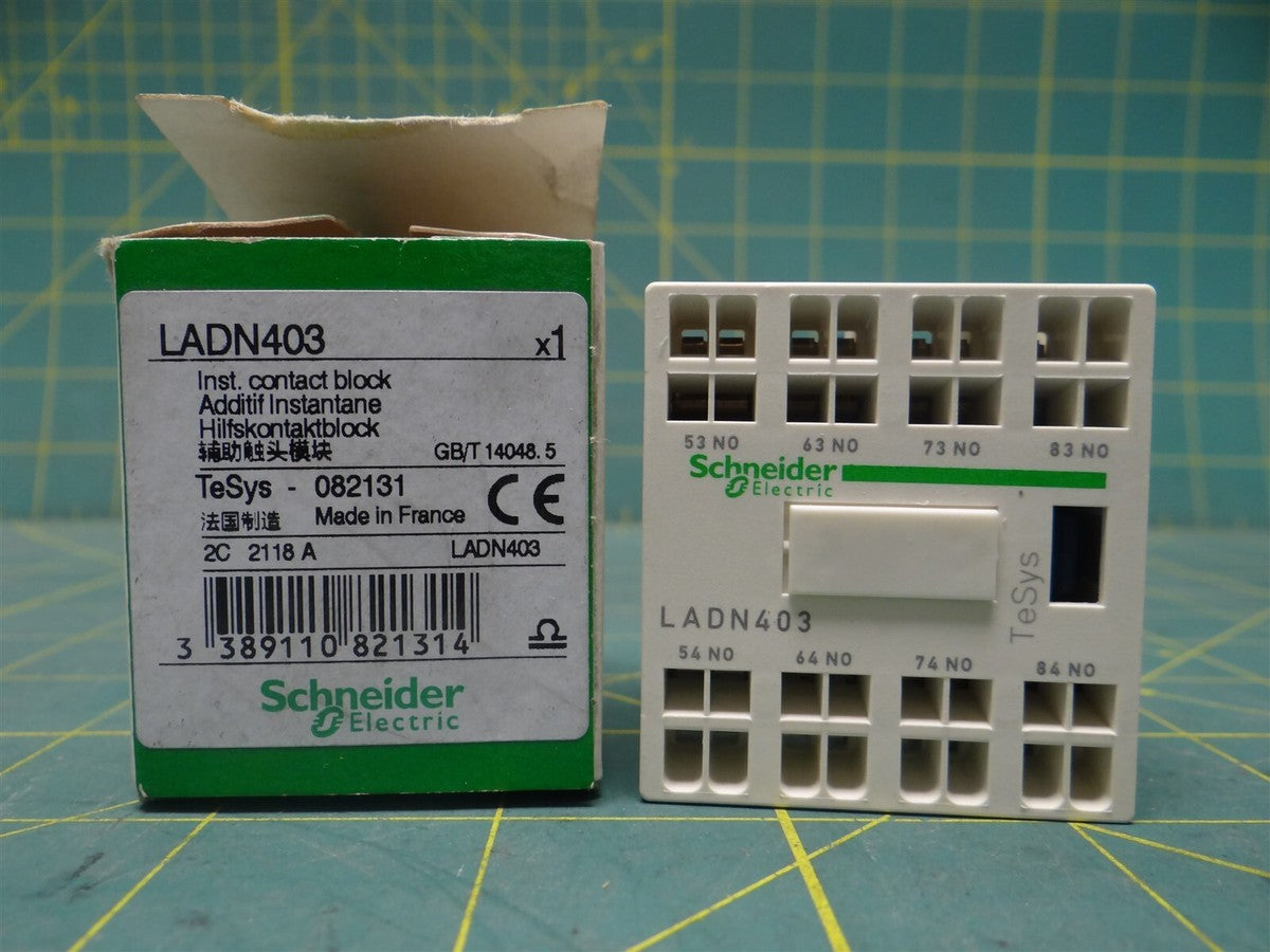 Schneider LADN403 Contact Block TeSys Deca, 4NO, Front Mount, Spring Terminals