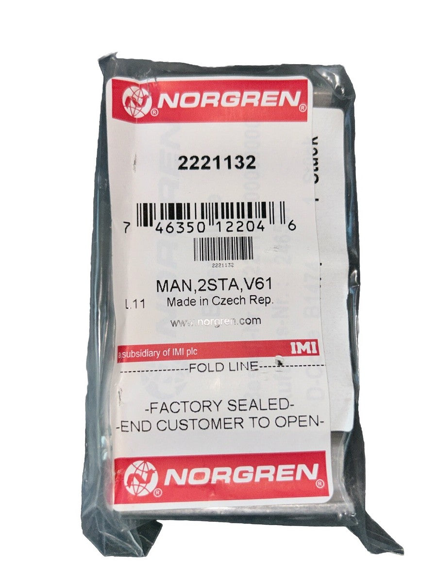 NORGREN 2221132 V61 series, 2-station manifold plate (BRAND NEW).     F6