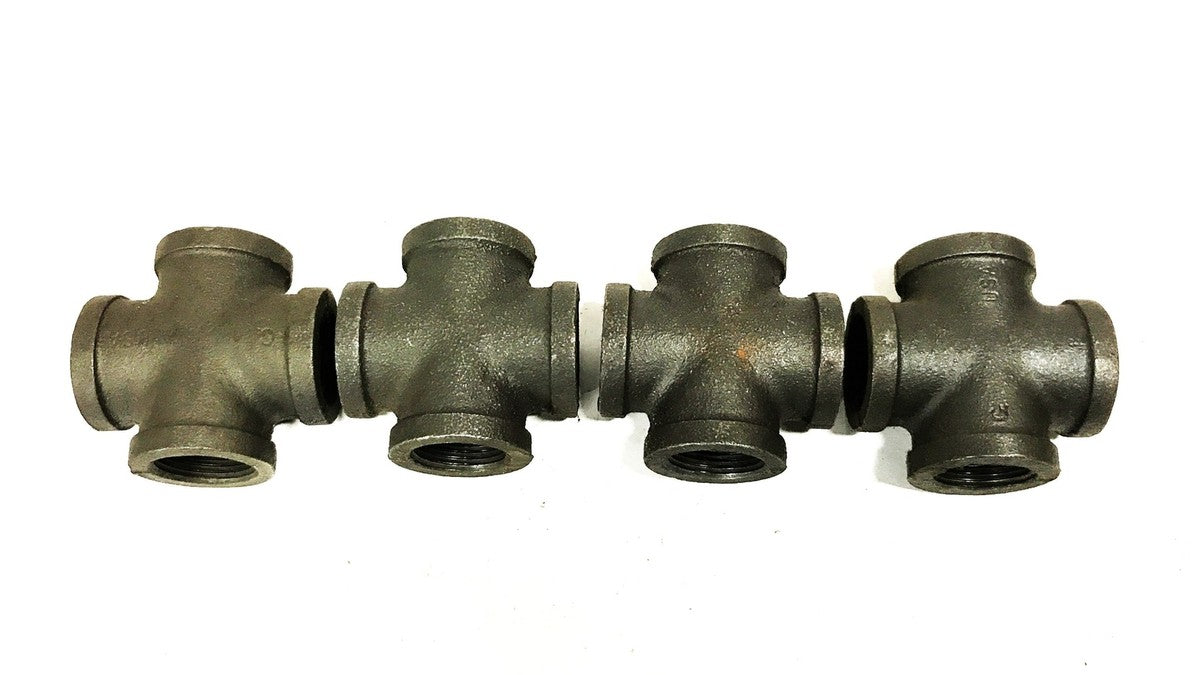 Unbranded 1 inch 4-way Female Cross Coupling [Lot of 4] NOS