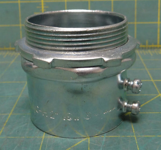 2" Zinc Electroplated Steel Set/Screw EMT Conduit Connector Non-Insulated Throat