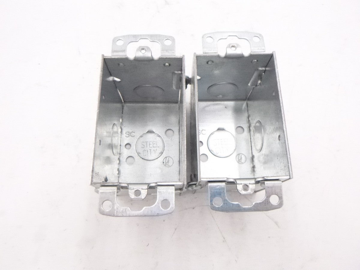 2 Pack Steel City CW-1/2 Gangable Welded Style Steel Switch Boxes 14 cu in