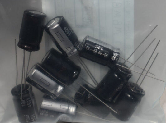 10-Pk Panasonic EEU-EB2W100 Aluminum Electrolytic Capacitor 10UF 20% 450V Radial