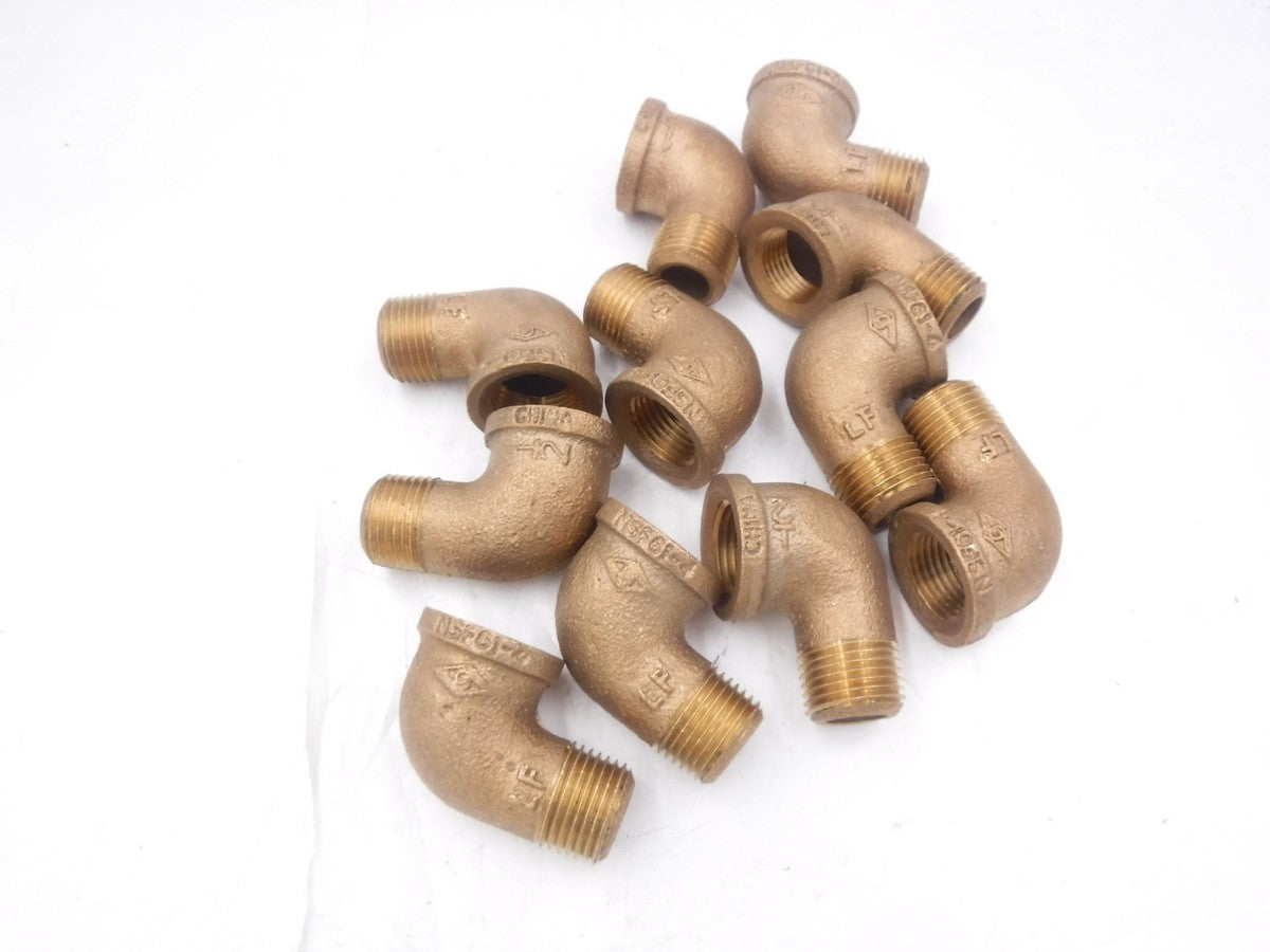 11 Pack B&K Southland 1/2"MNPT x 1/2"FNPT 90° Red Brass Pipe Street Elbows