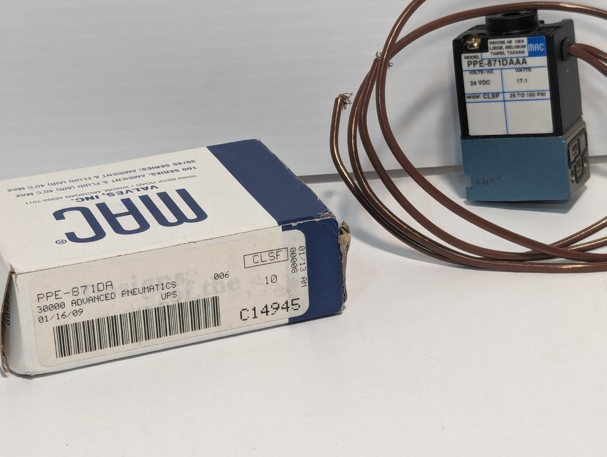 MAC PPE-871DAAA 30000 Advanced Pneumatics Solenoid Valve, 24vdc, 17.1w 