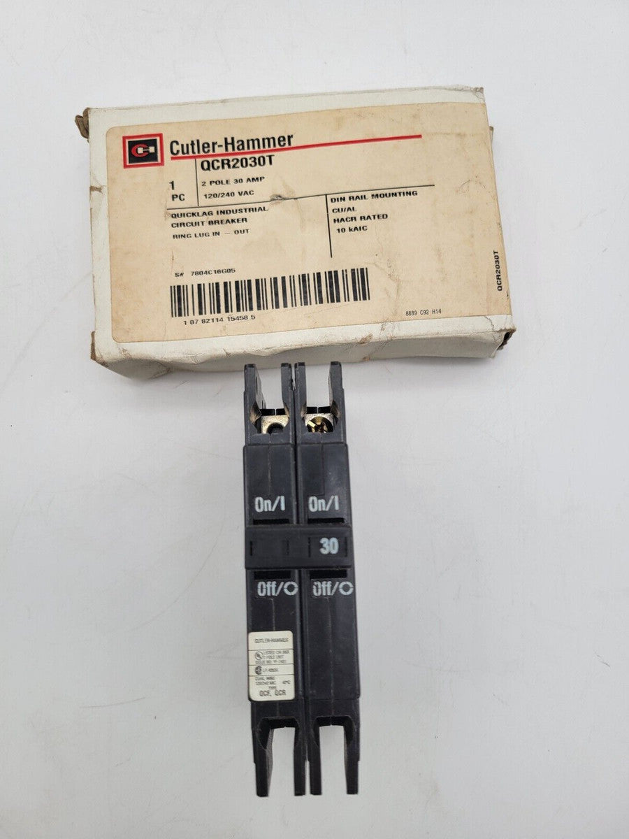 Cutler-Hammer QCR2030T Circuit Breaker 30 Amp 240 VAC 2 Pole DIN Rail Mount NOS