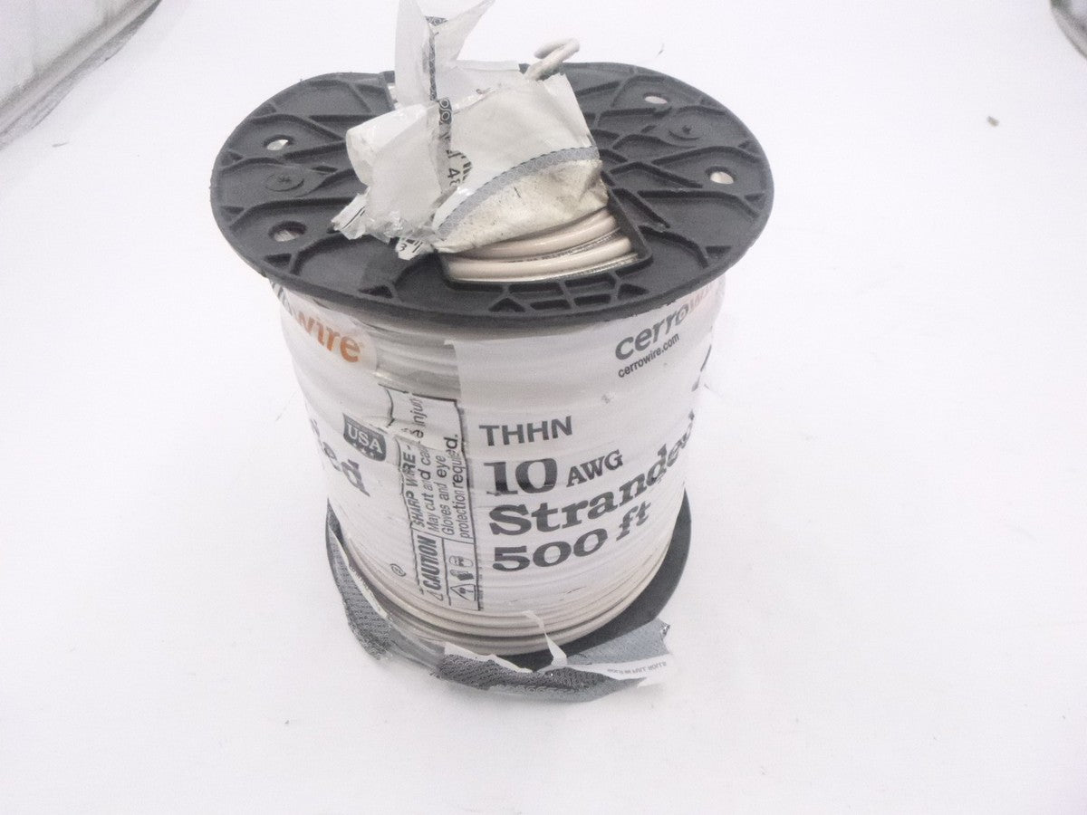 500' Cerro Wire 10 Gauge Black Stranded Copper THHN Wire White