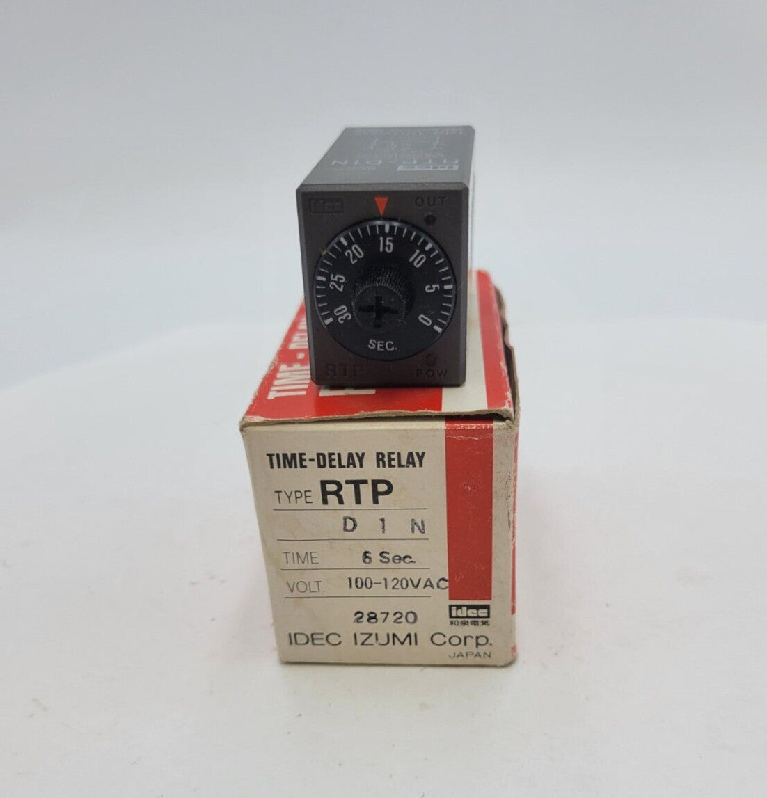 IDEC RTP-D1N-60SEC-AC100-120V Time-Delay Relay Plug-In 8-Pin 6 Sec 100/120VAC