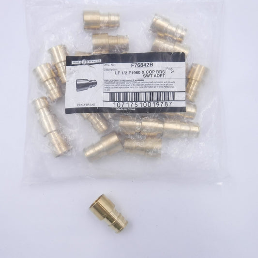 25 Pack Jones Stephens F76842B LF 1/2" F1960 x COP Brass Sweat Adapters