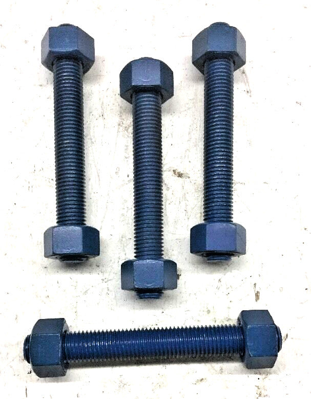 (4) Blue Teflon Coated B7 Studs 7/8" X 7" w/ (2) 2H Heavy Hex Nuts