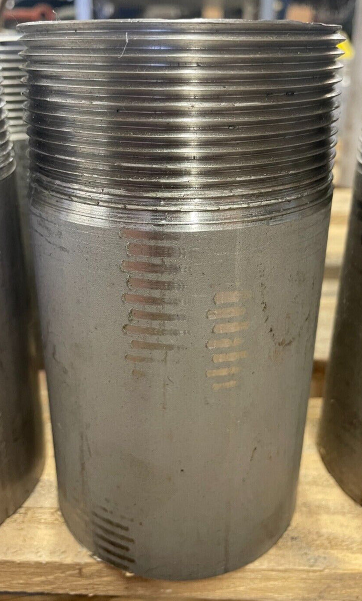 PIPE NIPPLE 3" Schedule 40 316L Stainless Steel Thread-One-End TOE  x 6" Long