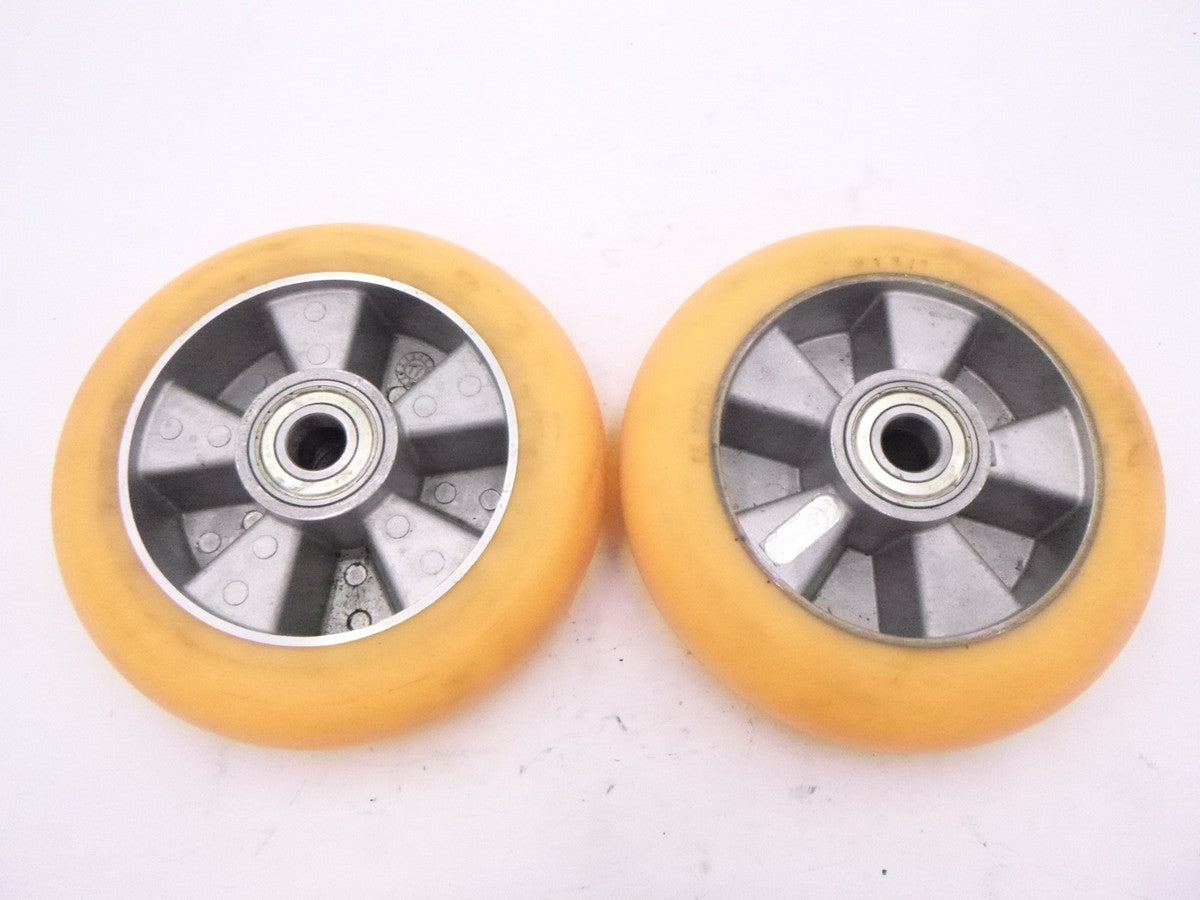 2 Pack CC Stark 8" x 2" Rounded Poly Caster Wheels W12/18 Aluminum Center