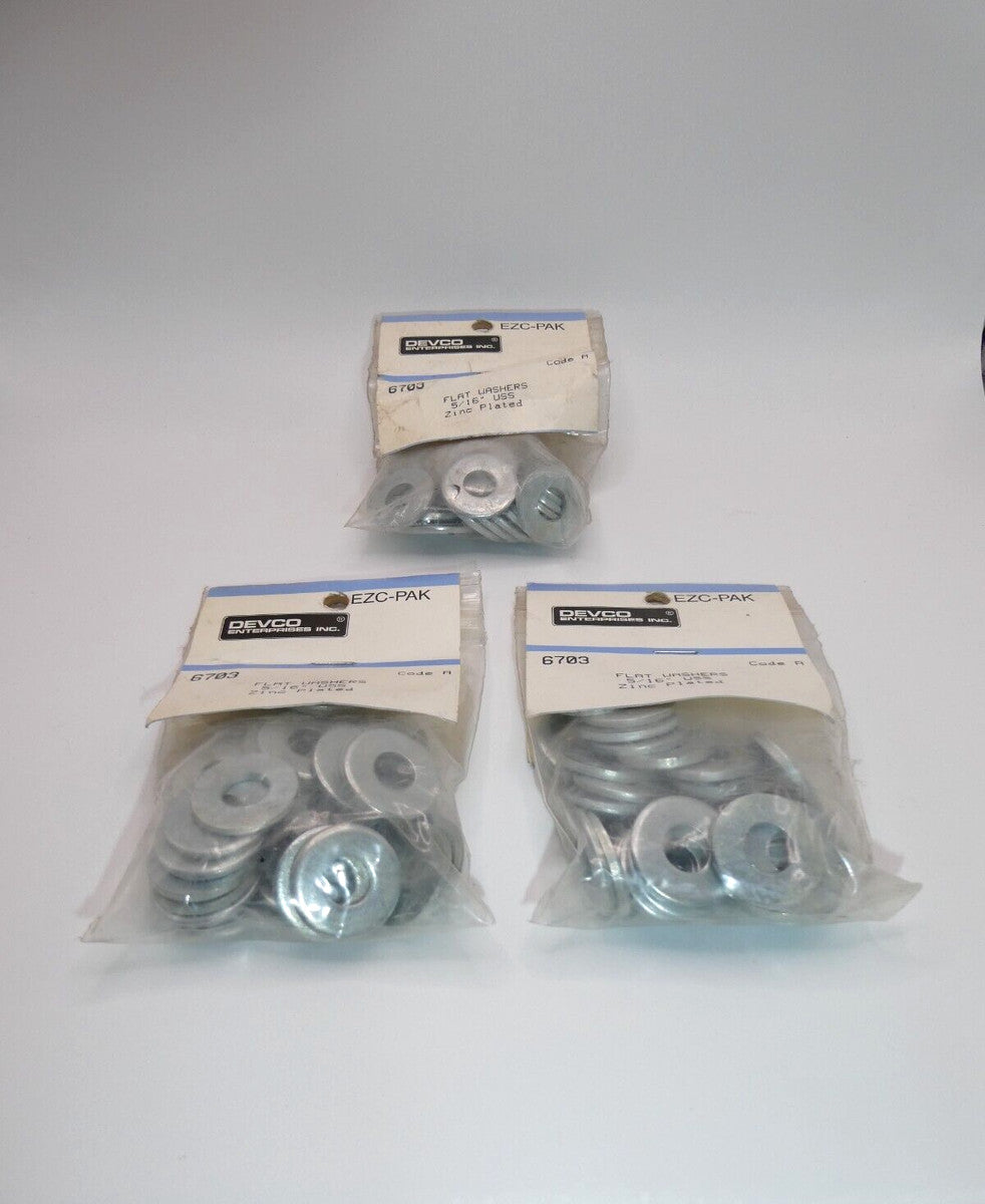 Devco 6703 Zinc Plated Flat Washers 5/16" 3 Bags  33 Washers Per