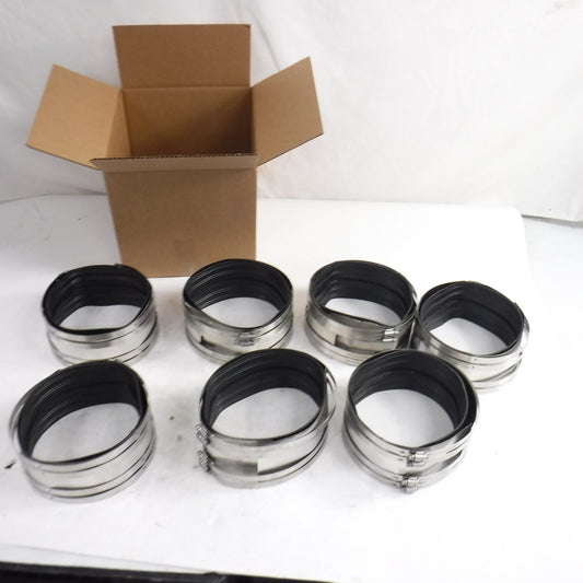 7 Pack 8" TJBC ASTM C-564 No-Hub Pipe Coupling for Cast Iron Pipe