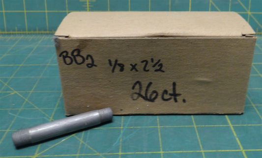(26 Pk) Wall Galv. Steel Thread Pipe Nipple Threaded Both Ends 1/8 NPT 2-1/2" L