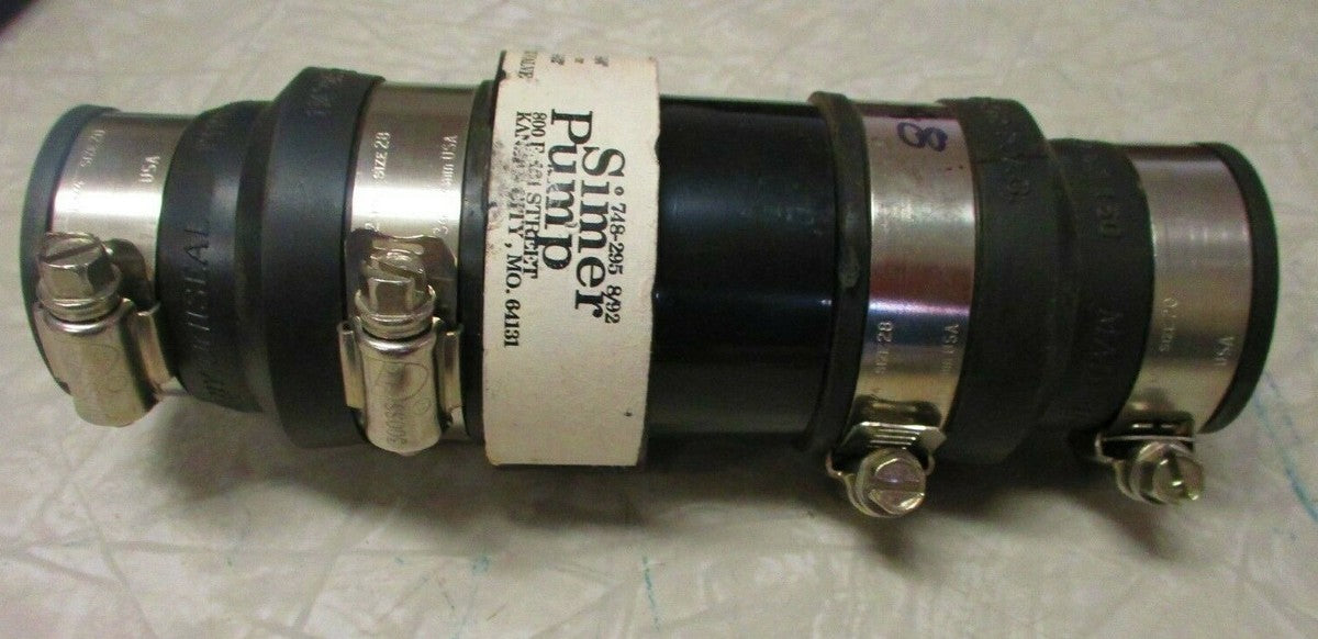 SIMER PUMP 1-1/4" or 1-1/2" Bulk Universal Check Valve w/ Band Clamps (Lot of 2)