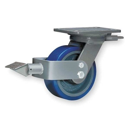 Hamilton S-Wh-6Spb-4Sl-Fb Plate Caster,Swivel,Poly,6 In.,960 Lb,Blu,B